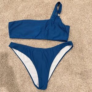 Blue One-Shoulder Bikini Set
